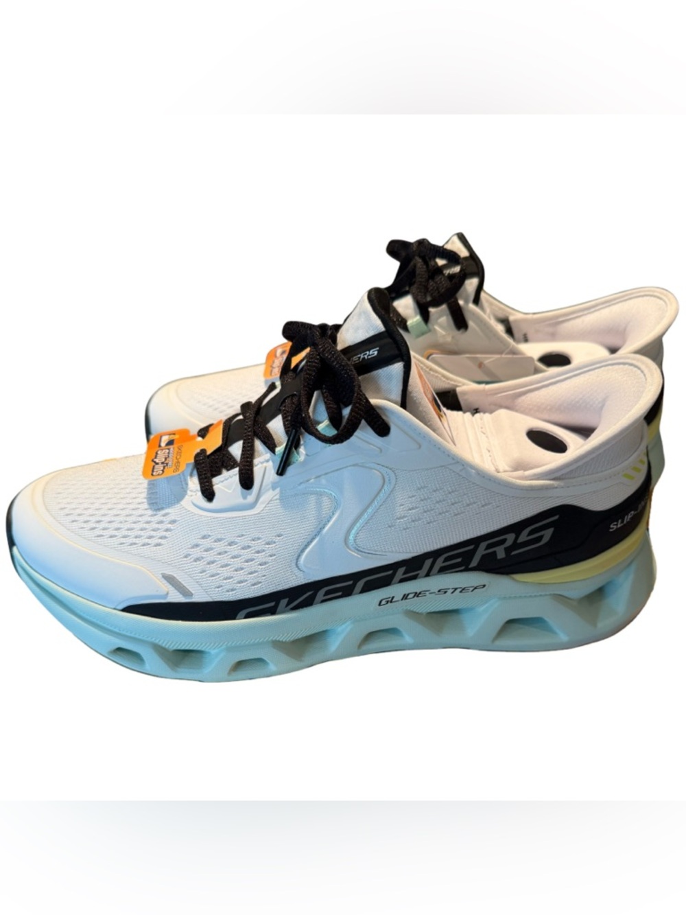 Skechers White Sneakers with Black and Teal Accents - Picture 7 of 9
